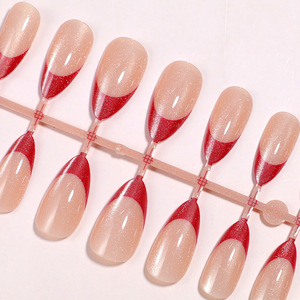 24 <span class=keywords><strong>Uñas</strong></span> Postizas de Cristal Estilo Ojo de Gato Francés, Estilo Europeo-Americano, Removibles para Mujer, Lujo Ligero, Alta Calidad - Product Image 4