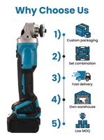 Meuleuse d'angle rechargeable pour usage en atelier, utilisation à une main, conception de changement de disque, pour réparation domestique, boîtier à engrenages métalliques, poignée latérale