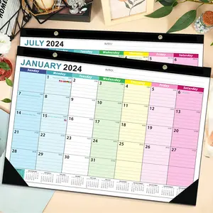 2024 Notieped 18 Maanden Muur Kalender Hot Selling Groothandel Goedkope Custom Afdrukken Advent 2024 Maandelijkse Bureautafel Kalender