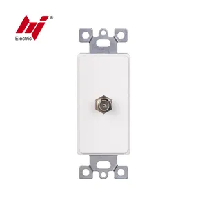 Single F Type Coax Cable Wall Plate Insert Molded-in Voice And Audio Video Datacom Wall Jack Barrel Connector