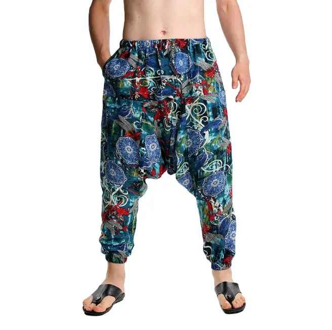 Mannen Afrikaanse Print Harembroek Casual Yoga Drop Crotch Joggers Joggingbroek Hip Hop Traditionele Broek