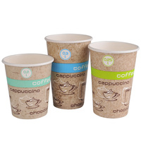 Gobelet en papier à paroi simple, gobelet à café en kraft/blanc, gobelets en papier jetables avec revêtement PE/PLA, gobelet en papier avec logo, 1 oz-22 oz