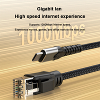 Adaptor jaringan USB Tipe C ke RJ45, 1000Mbps USB C ke RJ45 Gigabit LAN untuk kabel Ethernet untuk Laptop Tablet Desktop-Plug Play tenun eksternal