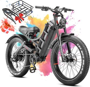 Premium Full Suspension Moped Style Ebike 48V Long Range Fat Tire Electric Bike With Hydraulic Disc Brakes For Adventure - Product Image 1
