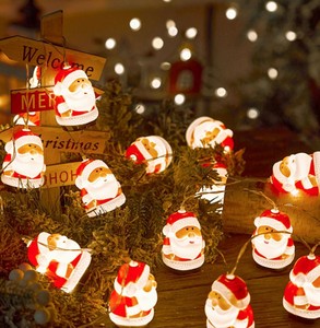 Père Noël barbu et corpulent, guirlande lumineuse LED blanche chaude de 2 m pour la décoration intérieure des fêtes d'hiver et de Noël - Product Image 2