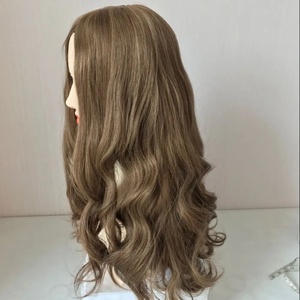 Parrucche all'ingrosso originali in capelli umani brasiliani Remy con base in seta trasparente, stile a strati in pizzo francese, biondo scuro con riflessi, lunghe - Product Image 2