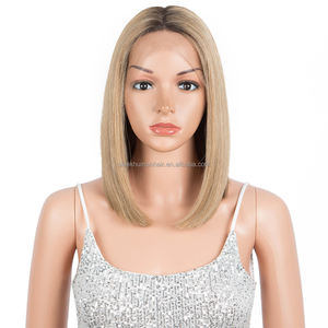 Peluca de Cabello Sintético con Frente de Encaje, Estilo Bob, Color Degradado Premium, Liso, Corto, de Alta Temperatura, en Oferta - Product Image 6