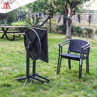Mobilier de patio moderne Barre haute en métal Table réglable Terrasse Café Restaurant Bistro Chaise de bar d'extérieur et table pliable