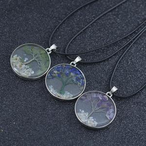 קריסטל עין נמר שבב טבעי אבן עץ של חיים שרשרת עגול זכוכית חממה תליון שרשראות לנשים ילדים - Product Image 5