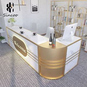 European Style Luxury Modern <b>Solid</b> <b>Wood</b> L-Shaped Reception <b>Desk</b> for Beauty Salon Hotel Spa - Product Image 2
