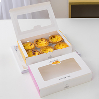 Boîtes d'emballage en papier pour mini cupcakes, tartes aux œufs, desserts, vente en gros, 2/4/6 tablettes, fenêtre, matériaux recyclés écologiques, sucre alimentaire