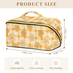 Hawaii Palaka Design Large Capacity Foldable Durable Portable Yellow Puakenikeni Flower Cosmetic Travel Zipper Waterproof Makeup - Product Image 3