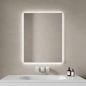 3 조명 색상 현대 안개 방지 스마트 터치 스크린 액자 욕실 백라이트 거울 빛으로 Led