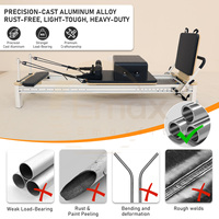 Reformer Pilates en aluminium à rail complet avec système de poulies silencieuses, machine de Pilates commerciale pour studio de yoga