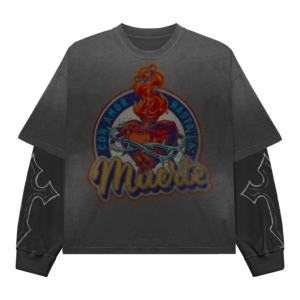 T-shirt graphique surdimensionné pour homme à manches deux couches avec impression numérique lourde 100% coton - Product Image 3