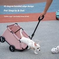 Grand chariot de luxe pour animaux de compagnie léger à quatre roues pliable réglable maille Transport petits chiens chats capacité de 20kg