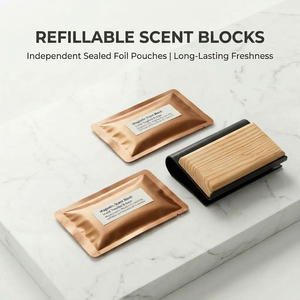 Diffuseur d'aromathérapie magnétique en bois écologique pour voiture avec <span class=keywords><strong>clip</strong></span> de fixation sur pare-soleil et trois blocs de recharge parfumés longue durée pour camion - Product Image 4