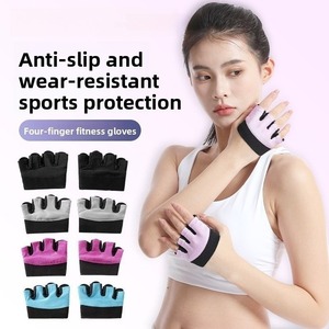 <b>Half</b> Finger Gym Gloves Pink Black Weight Lifting Breathable Non <b>Slip</b> Adjustable Wrist Strap Unisex Fitness Gloves - Product Image 4