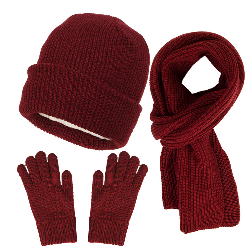 Winter Knit Hat Beanie Long Scarf Touchscreen Gloves Set display picture 1