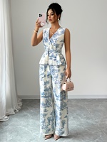 Ladies Fashion Casual Solid Long Loose Wide Leg 2-Piece Outfit Set Shorts Autumn Season Boutique Clothing Wholesale Matching