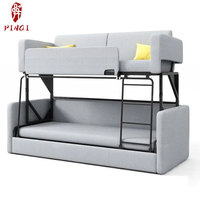 Lit superposé en métal moderne à profil haut et bas, taille double, avec rangement pour chambre à coucher, dortoir étudiant et appartement