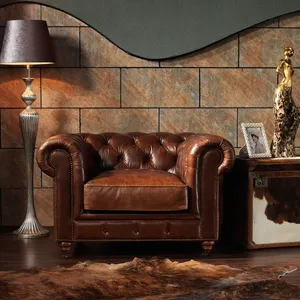 Mobili per la casa personalizzati di fabbrica soggiorno italiano Chesterfield divano divano reclinabile in pelle con ciuffo