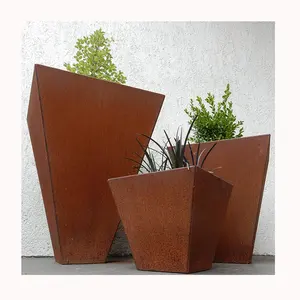 מותאם אישית חיצוני גן דקור מתכת Corten פלדה עציצים המטע חיצוני מתכת בתפזורת עציצים