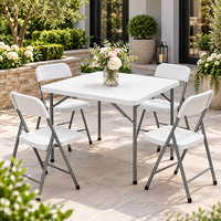 Table pliante carrée HOMFUL en HDPE blanc, 86 cm (34 pouces), avec structure en tube d'acier et système de verrouillage par manchon, idéale pour les mariages, les fêtes, les banquets et les événements.