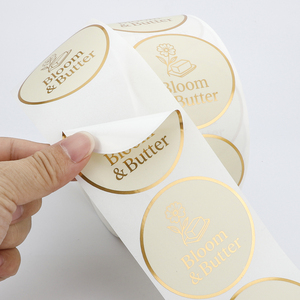 Personalisierter, Individueller <span class=keywords><strong>2</strong></span>-Zoll Wasserdichter Selbstklebender Vinyl-Rollenverpackungsaufkleber mit Privatdruck, Goldfoliengeprägtem Logo-Sticker - Product Image 5
