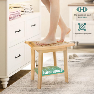 Large for Spa Bath Organizer Seat Shower Bench <b>Stool</b> with Storage Shelf Durable & Easy Cleaning for Bathroom - Product Image 3