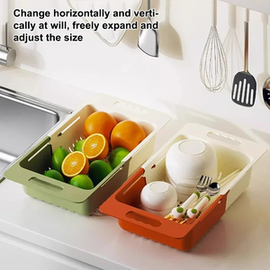 Panier égouttoir pliant et rétractable pour évier, pour le lavage des fruits, légumes, pâtes et vaisselle, avec support pour bols et bassins, passoire de cuisine domestique - Product Image 3