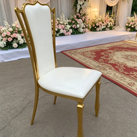 Chaise de banquet de mariage de luxe en acier inoxydable doré à dossier haut, chaise de salle à manger rembourrée, chaise de réception pour hôtel, restaurant, événement