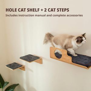 Creative Design Wood <strong>Cat</strong> <strong>Tree</strong> 4-Level 19x10 Inch <strong>Cat</strong> Mat Sleeping Playing <strong>Scratching</strong> Fish Mouth Wall Furniture for <strong>Cats</strong> - Product Image 2