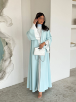 Robe musulmane YKA032 pour femmes, vêtements islamiques, hijabs, design traditionnel spécial, manches à volants, qualité supérieure, respirante, vert menthe, été