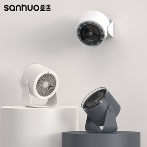 พัดลมตั้งโต๊ะแบบหมุนเวียน รุ่น 2026 Hot ความจุแบตเตอรี่ 4000mAh ชาร์จผ่าน USB ความเร็วสูง 3 ระดับ เงียบไร้สาย สำหรับใช้ในบ้าน สำนักงาน ท่องเที่ยวกลางแจ้ง Sanhuo - Product Image 1