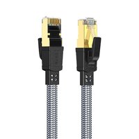 Cable Ethernet Cat8 de 40 Gbps y 2000 MHz de Alta Velocidad, Cable de Conexión SFTP Plano Trenzado de PVC y Cobre Sólido, RJ45 para Router, Laptop y Redes