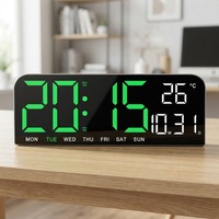 Jam Dinding Digital LED Modern Grosir, Kecerahan Dapat Diatur, Tampilan Waktu, Tanggal, Hari, dan Suhu untuk Dekorasi Rumah, Kantor, Kamar Tidur