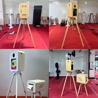 Photomaton rétro en bois pour iPad 10.2, 10.5, 10.9, 11, 12.9, 13 pouces, coque de photomaton rétro en chêne blanc, design magnétique, kiosque portable