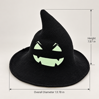 Chapeau de sorcière en laine avec logo personnalisé, imprimé phosphorescent, chapeau de magicien pointu, accessoire de fête costumée, OEM ODM, vente en gros, chapeau personnalisé