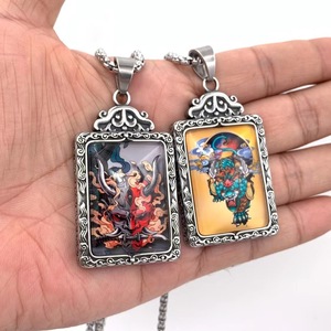 Colgante Thangka Pixiu de la Serpiente de Nueve Colas de Yunnique, de Acero de Titanio con Temática Animal, Engaste de Bisel, Amuleto de Moda, Regalo para Hombres y Mujeres 216046 - Product Image 2