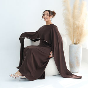 Vêtements islamiques pour femmes, cape abaya de luxe ornée de perles et de diamants, nouvelle abaya élégante en Nida, robe musulmane pour femmes, abaya fermée, Eid - Product Image 4