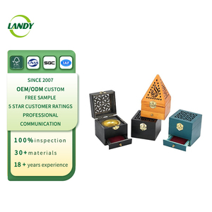 수제 소나무 피라미드 향 버너 세트, 아랍 향 공예품 및 양초용 나무 스틱 홀더 버너 박스 포함 - Product Image 2