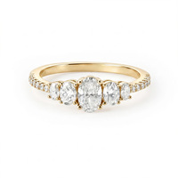 Bague en diamant imitation européenne et américaine, design ovale, poire, cinq pierres, qualité 5A, vente en gros
