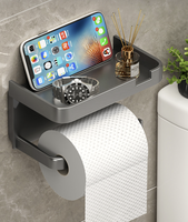 Porte-papier toilette auto-adhésif sans perçage, étanche, mural, avec support pour téléphone, pour salle de bain et maison