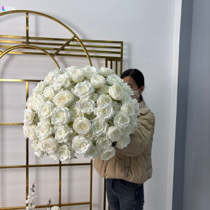 Boule de fleurs artificielle en soie blanche de grande taille, fabriquée à la main par LEDA Factory, pour mariage, anniversaire, Saint-Valentin, fête - Product Image 4