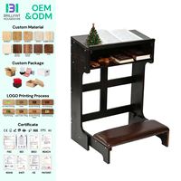 Banc à genoux rembourré pliable BH, banc de prière pliable en bambou avec tiroir de rangement pour la prière à l'église