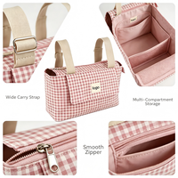 Organisateur de couches rose grande capacité style coréen, en coton imprimé durable, pour poupées et jouets, 3-en-1, pour poussette et siège auto
