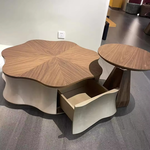 Tavolino Moderno Bianco Rotondo con Piano e Base in Legno, Adatto per Soggiorno, Caffè e Sala da Pranzo, Arredamento Casa - Product Image 3