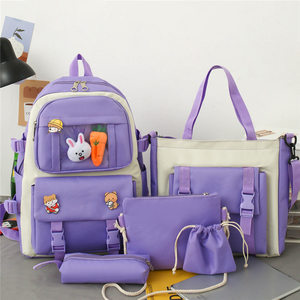 Set di 5 Zaini Scolastici Impermeabili in Tela Stile Coreano di Grande Capacità e alla Moda per Studenti delle Scuole Medie - Product Image 5