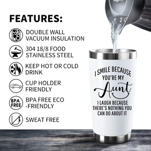 20ออนซ์ฉันยิ้มคุณเป็นป้า<span class=keywords><strong>ของ</strong></span>ฉันแก้วถ้วยกระติกน้ําร้อนที่สมบูรณ์แบบวันเกิดของขวัญวันแม่ป้า<span class=keywords><strong>หลาน</strong></span>ชายหลานสาวแก้วกาแฟ - Product Image 3